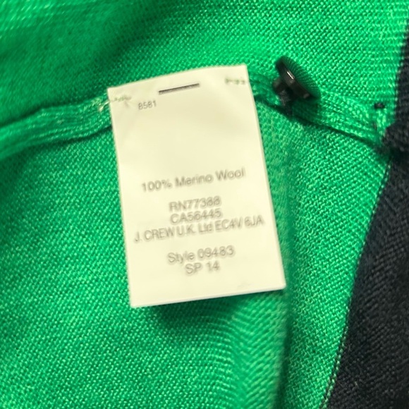 J.Crew Navy Blue and Green Stripe Bejeweled Merino Wool Short Sleeve Sweater, XS - Picture 8 of 9
